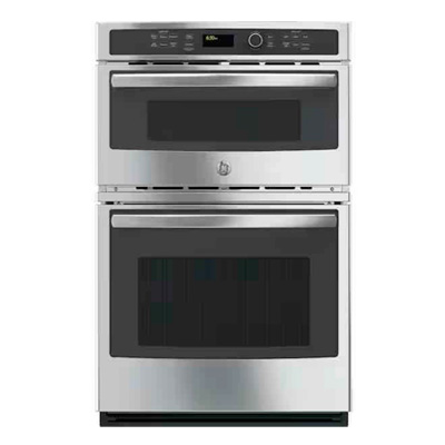 Double Electric Wall Oven with Built-In Microwave in Stainless Steel