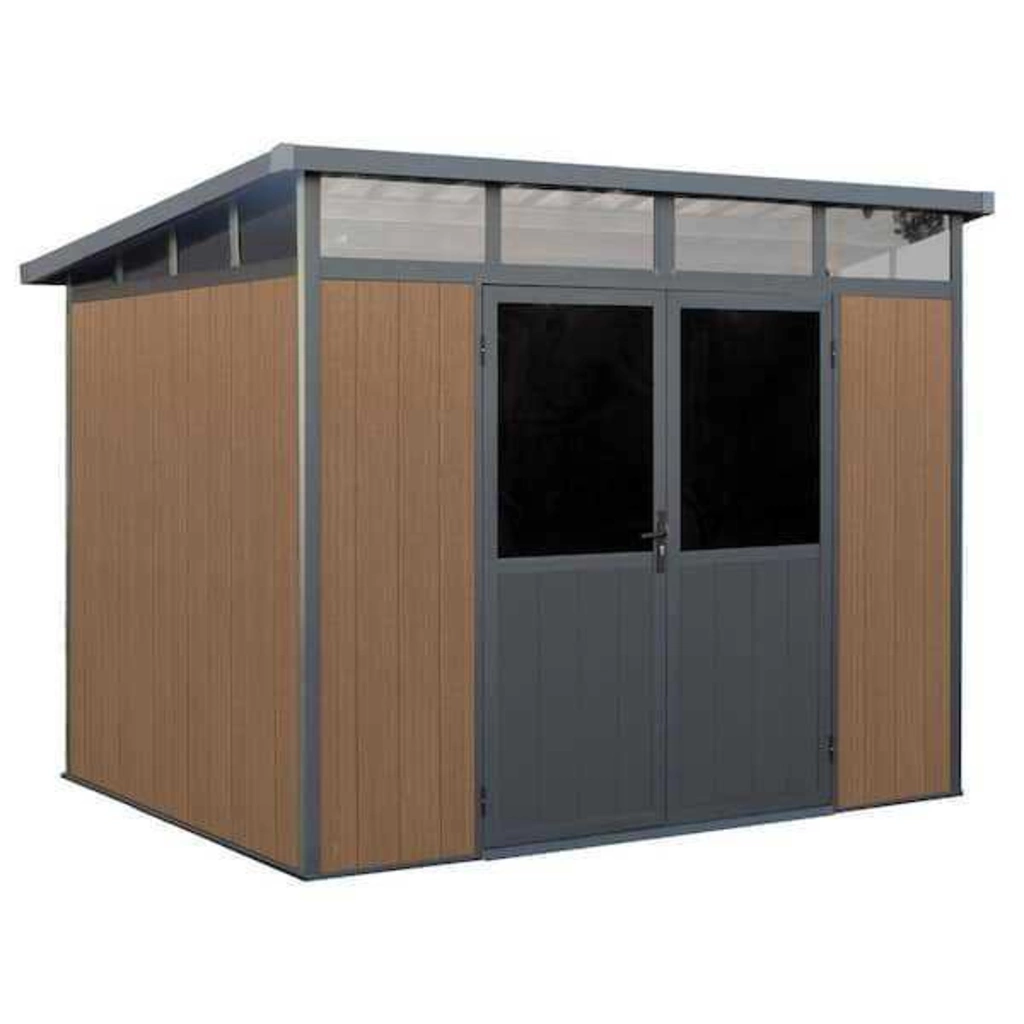 Leisure Season 9 ft. x 7 ft. Wood Plastic Composite Heavy-Duty Storage Shed - Pent Roof and Double