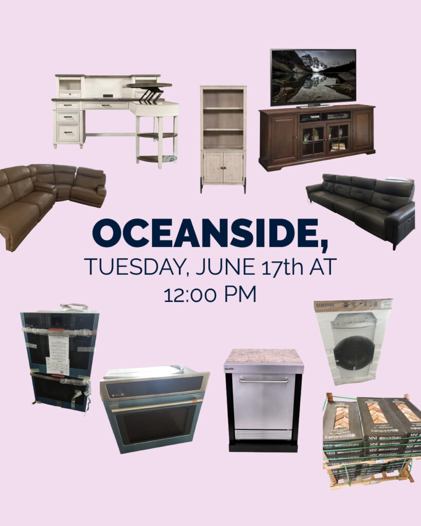 June 2025 Oceanside Liquidation Auction New & Used Exercise Equipment, High End Furniture, New Bathroom Vanities New Outdoor Fire Pits, Costco Merchandise , Store Returns , Store Overstock