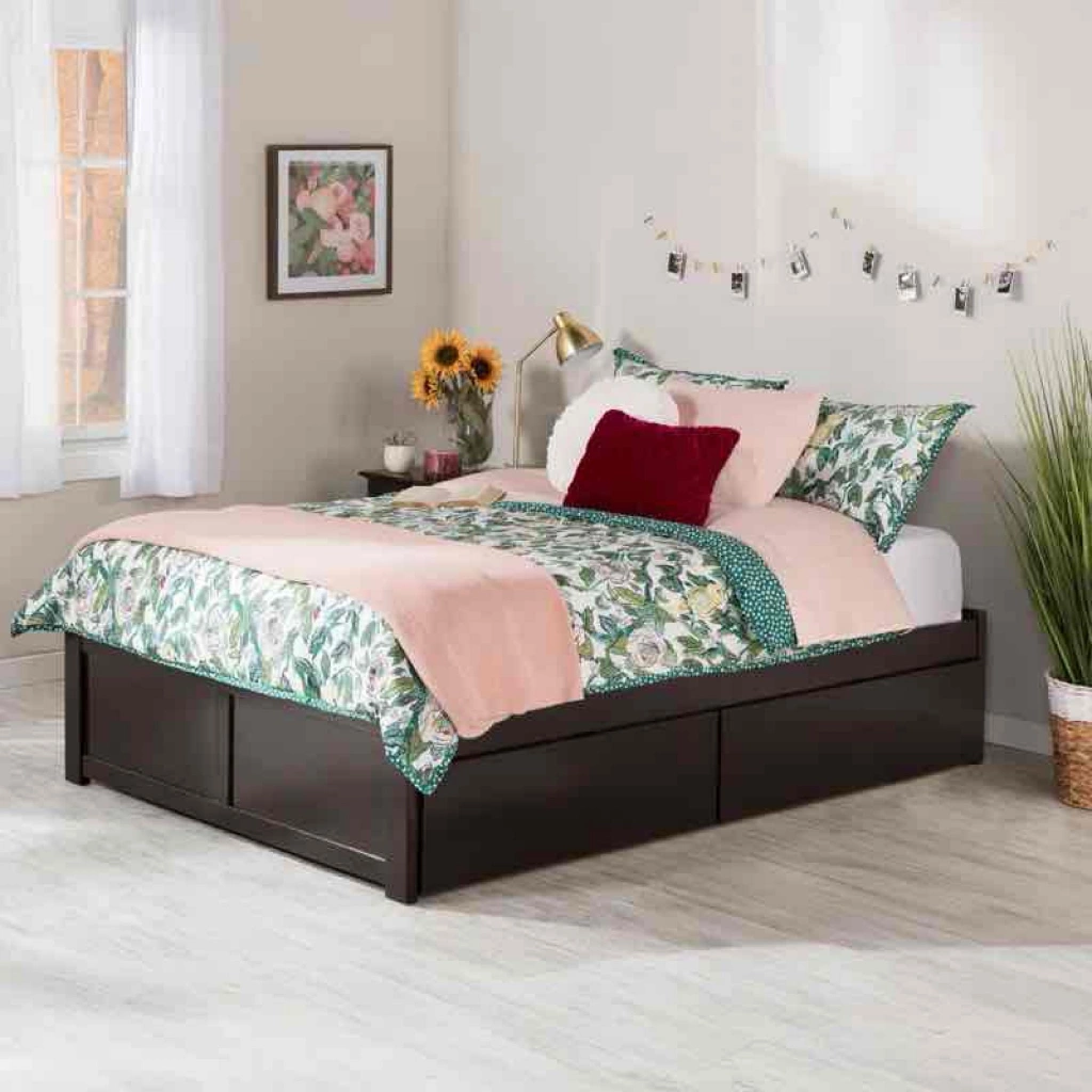 Platform Bed with Footboard and Under Bed Drawers
