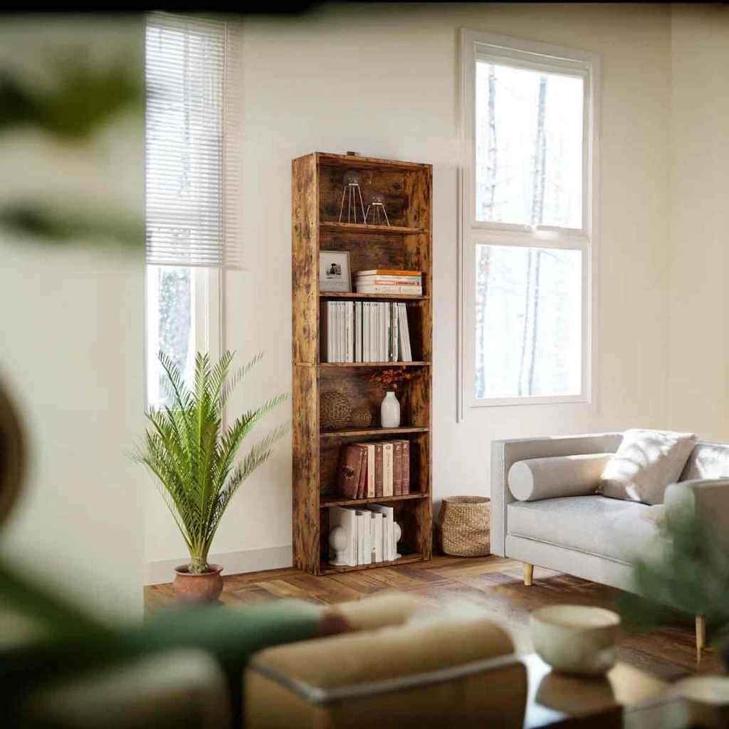 23.8" W Standard Bookcase 6 Tiers Tall with Storage for Living Room, Home Office