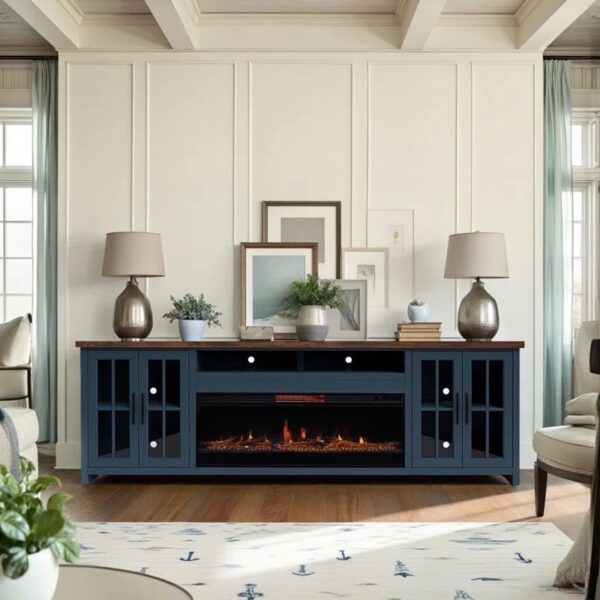 Brixham 97 inch Solid Wood Fireplace TV Stand Console for TVs up to 100 inches, Two-Tone Finish - Image 11