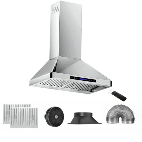 Fuhuoso 30 in. 900 CFM Convertible Wall Mount Range Hood with Remote,Touch Control LCD,Long-term