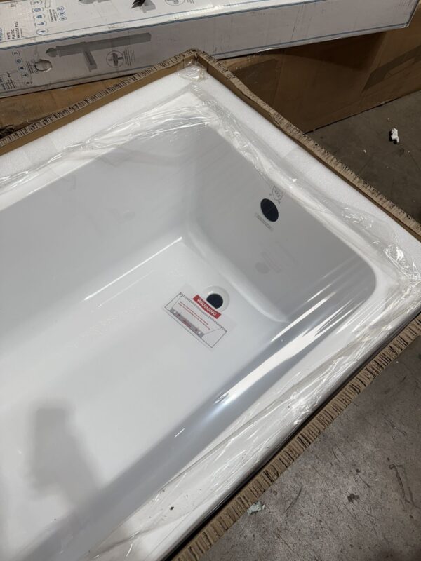 Kingston Brass Aqua Eden 60-Inch Acrylic Rectangular 2-Wall Corner Alcove Tub with Corner Apron, Hand Drain Hole - Image 3