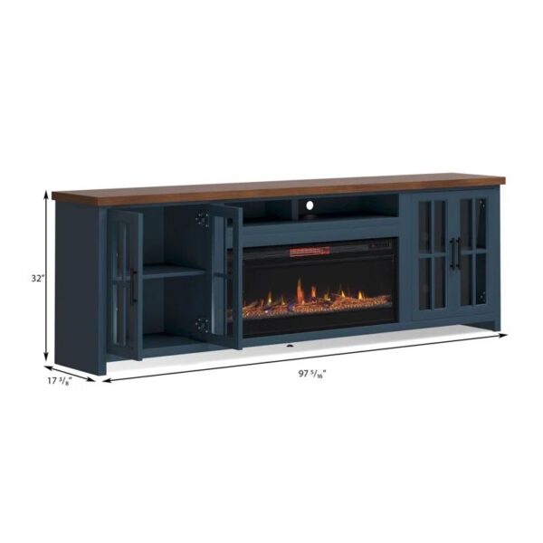 Brixham 97 inch Solid Wood Fireplace TV Stand Console for TVs up to 100 inches, Two-Tone Finish - Image 4