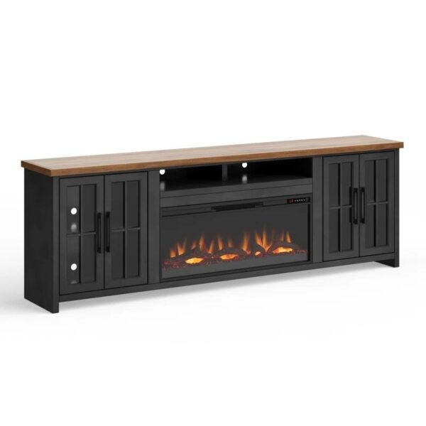 Brixham 97 inch Solid Wood Fireplace TV Stand Console for TVs up to 100 inches, Two-Tone Finish - Image 3