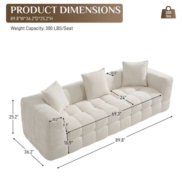 89.8" Modern Tufted Sofa - No Assembly Required - Image 5