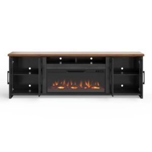 Brixham 97 inch Solid Wood Fireplace TV Stand Console for TVs up to 100 inches, Two-Tone Finish