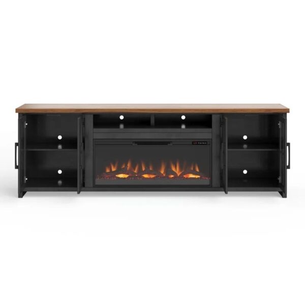 Brixham 97 inch Solid Wood Fireplace TV Stand Console for TVs up to 100 inches, Two-Tone Finish - Image 2