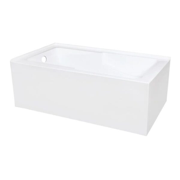 Kingston Brass Aqua Eden 60-Inch Acrylic Rectangular 2-Wall Corner Alcove Tub with Corner Apron, Hand Drain Hole - Image 5