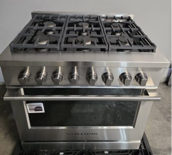 Fisher & Paykel RGV3-366-N 36" Freestanding Natural Gas Range - Stainless - Image 3