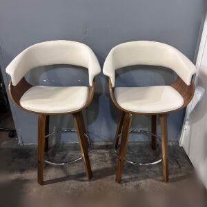 Set of 2 Upholstered Swivel Bar Stools