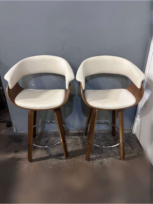 Set of 2 Upholstered Swivel Bar Stools