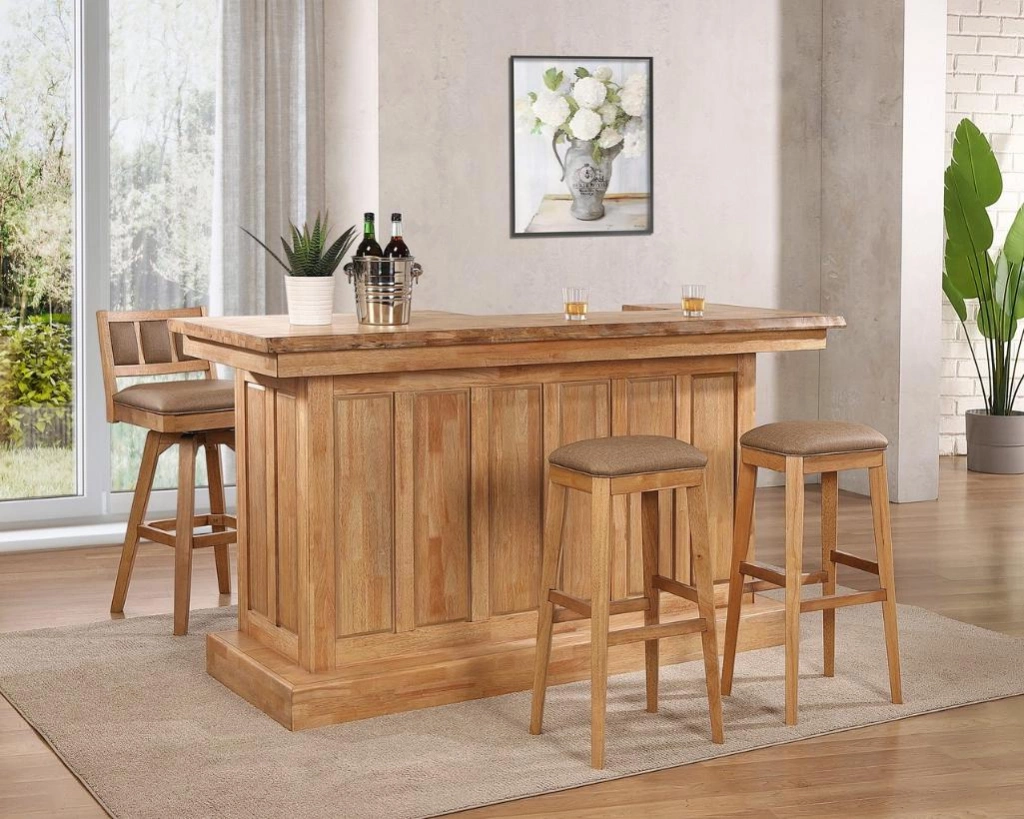 Logan's Edge Bar w/ Live Edge (Base ONLY), Natural Wood - #1457-55-B