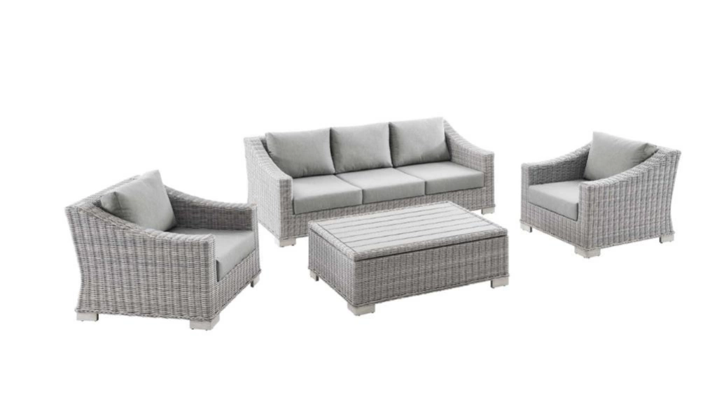 Modway Conway 3-Piece Outdoor Patio Wicker Rattan Furniture Set
