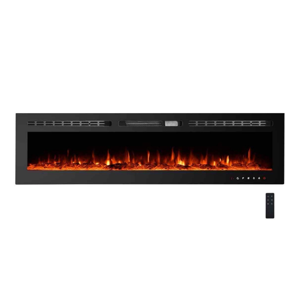72 Inch Wall Mounted Electric Fireplace, Recessed Fireplace