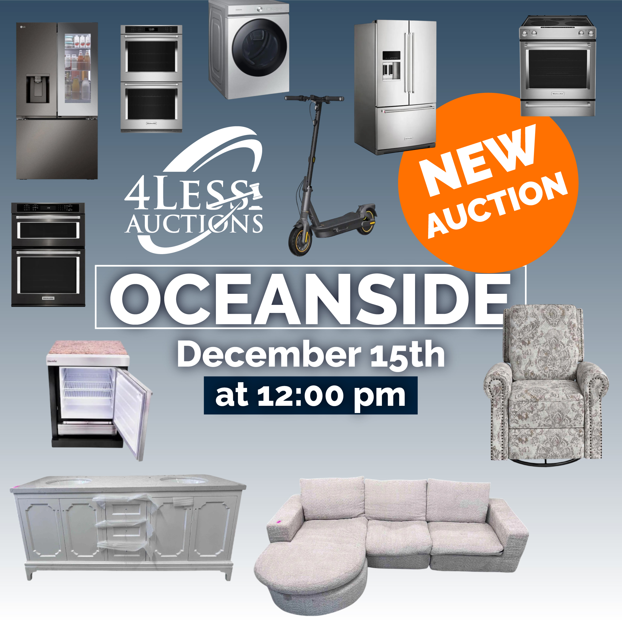 Last Auction of the Year! Oceanside December 15th