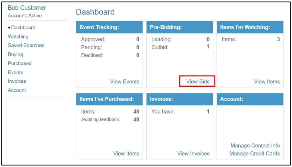 Pre-Bidding box displays 