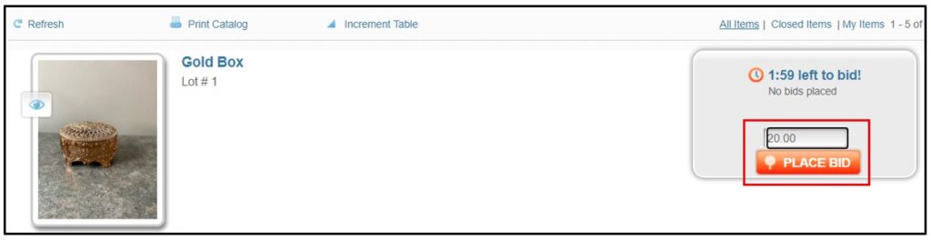 click the Place Bid button.