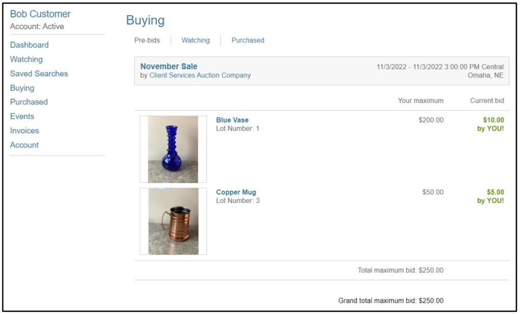 The bidder's pre-bid