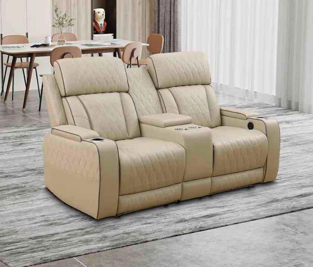 Breathable Leather Power Loveseat Recliner Couch