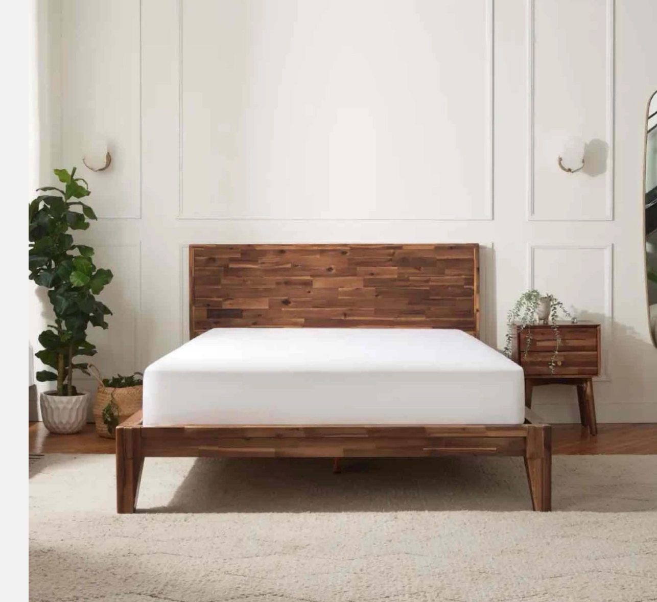 Silk & Snow Wooden Bed Frame with Headboard (King Size)