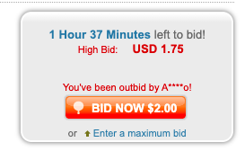 Proxibid avisando cuando alguien te ha superado en la subasta de 4less Auction