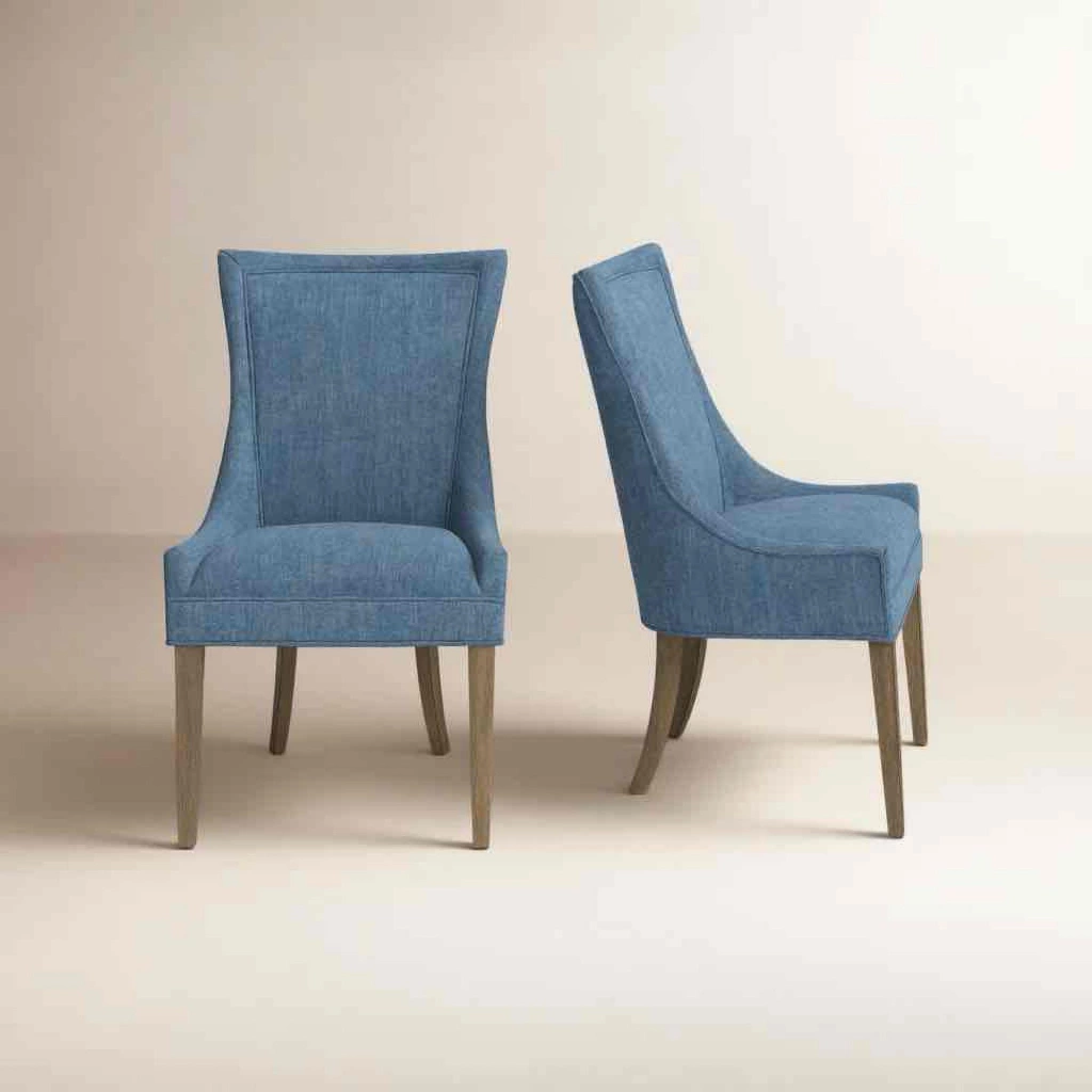 Ultra Upholstered Dining Chairs with High-Back Design and Solid Wood Legs (Set of 2)