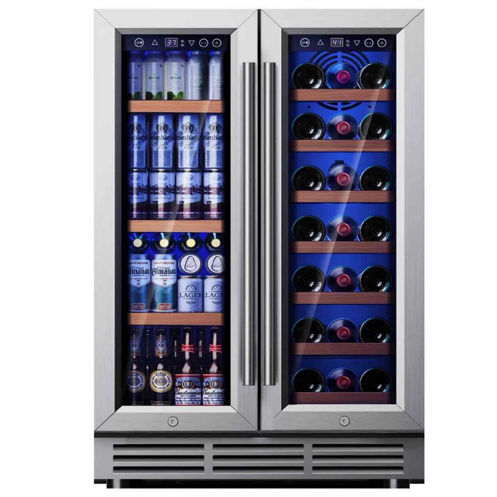 Simzlife 23.5'' W 21 Bottles and 88 Cans 4.65 Cu Ft (Dual Zone) Wine and Beverage Refrigerator